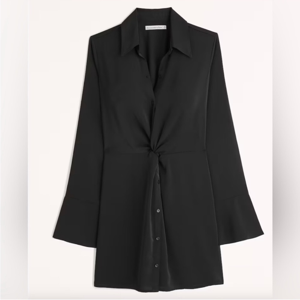 Abercrombie Long-Sleeve Twist Front Shirt Mini Dress